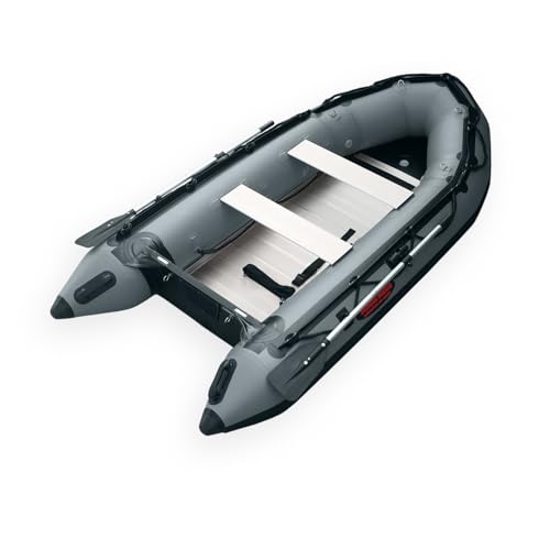 Seamax New Heavy Duty Ocean320 10.5ft Inflatable Boat with Aluminum Floor, V Bottom (Dark Grey)