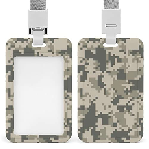 パスケース 社員証ケース 縦型 ネームホルダー 迷彩柄 カモフラージュ カードケース バッジホルダー IDカードホルダー キーリング付き 名札 定期入れ リール付き メンズ レディース