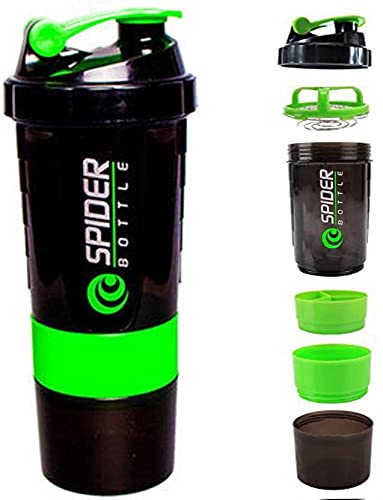 Gym Shaker Pro Cyclone Shaker 500ml with Extra Compartment, 100% Leakproof Guarantee, Ideal for Protein, Preworkout and BCAAs, BPA Free Material Sipper Bottle (Green)-image-30