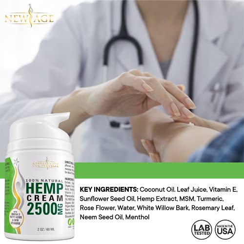 New Age Hemp Cream Help Relieve Discomfort In Knees, Joints, And Lower Back - Natural Hemp Extract Cream - Made In Usa - Hemp Cream 4Oz (Pack Of 2) #TOP3