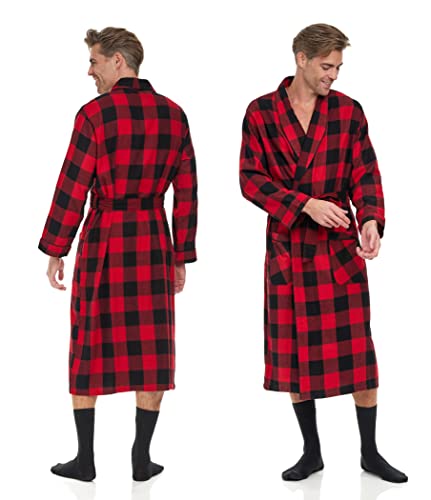 Image of Andrew Scott Mens 2 Pack Long Sleep -Sauna Robe / 100% Cotton Flannel Brush Warm Bathrobe