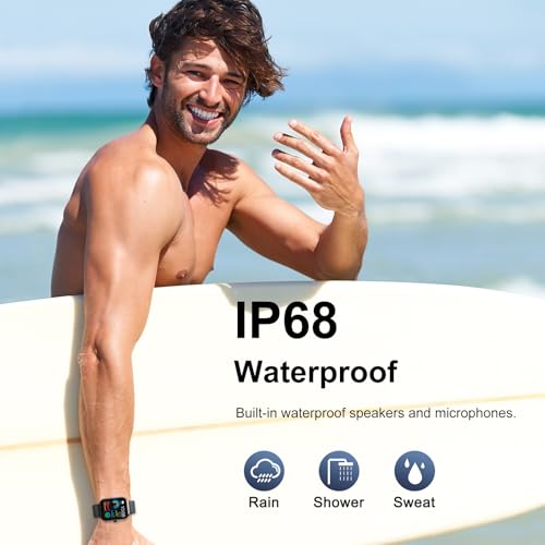 Smartwatch Herren Damen, Fitnessuhr Herzfrequenz Schlafmonitor Schrittzähler Uhr, 1.96' Smart Watch Bluetooth Anrufe, 113+Sportmodi Sportuhr, IP68 Wasserdicht Fitness Tracker für iOS Android Schwarz