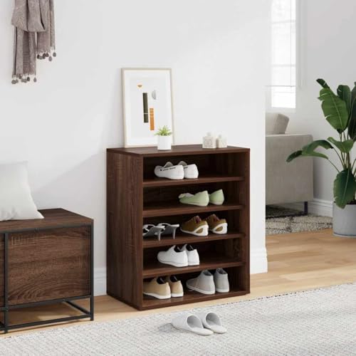 Elegante armario de pasillo marrón con estantes estables de madera 3