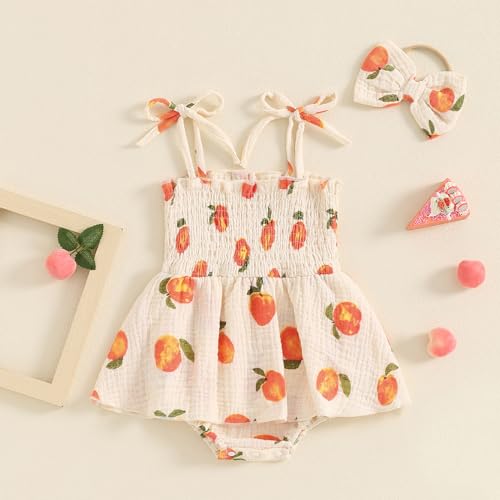Infant Baby Girls Romper Dress 3 6 9 12 18 Months Onesie Summer Clothes Ruched Jumpsuits Hem Bodysuits Headband4