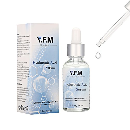 Acido Ialuronico per Viso, Y.F.M. Puro Naturale Siero di Vitamina C per Anti-età, Riducendo Rughe, Idratante per Pelli Secche e Linee Sottili