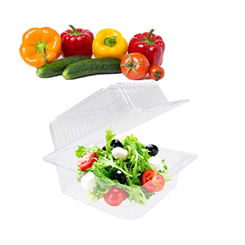 Ojyudd OLJH5 50 Pcs Clear Plastic Take Out Containers,Square Hinged Food Containers,Disposable Clamshell Dessert Container thumb #6