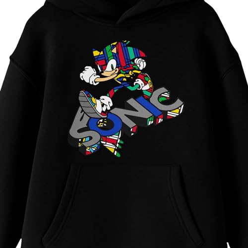 Bioworld Sonic The Hedgehog Modern Sonic Pop Dimension Color Art Long Sleeve Youth Black Hooded Sweatshirt2