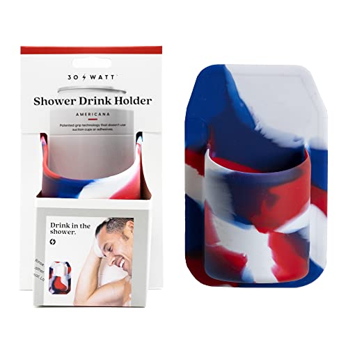 30 Watt, Sudski, Portable Shower Drink Holders for Beer Can | Silicone Grips Shiny Surface | Americana Gift