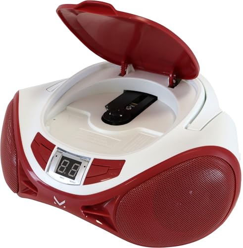 Majestic AH 1262R AX - Boom Box Portatile con Lettore CD, Ingresso AUX-IN, doppia possibilità di alimentzione (cavo incluso, batterie non incluse) BiancoRosso) - 4