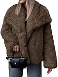 Cicy Bell Womens Faux Fur Coat Winter Shaggy Casual Oversized Lapel Jackets Warm Fuzzy Outerwear
