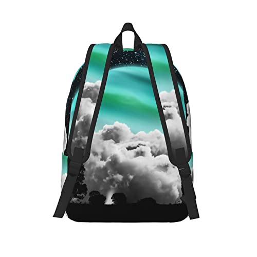 Sac à dos en toile léger ALLOCS Space And Moon décontracté et robuste Noir - 3