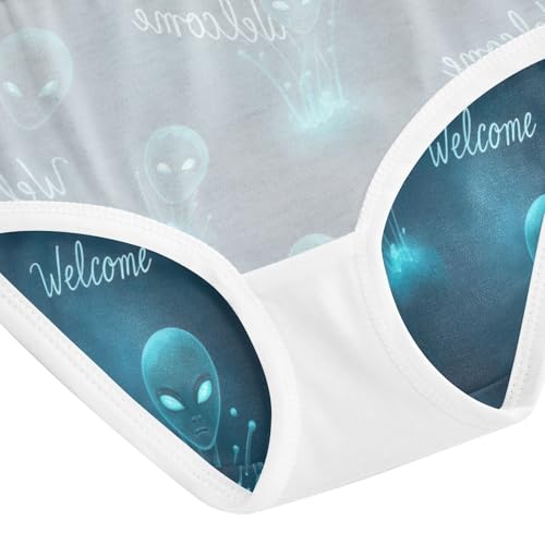 Girl Panties, Teal Glowing Aliens Toddler Girl Panties, Cotton Girls Underwear, 2T–8 Years4