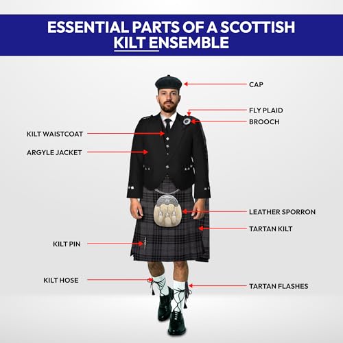 Image of 8 Yard Mens Kilt - Authentic Tartan Kilt for Men Highland Outfit for Weddings & Traditional Scottish Wear