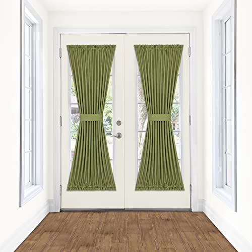 ACHIM Home Furnishings Darcy Rod Pocket Door Panel with Tieback, 54' x 72', Green