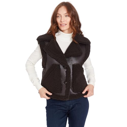 Frye Women's Button Ft Faux Shearling Vest2