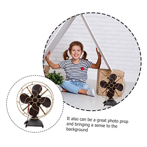 1Pc Metal Models Mini Furniture Mini Bookshelf Figurines Metal Sculpture Home Decor Retro Table Fan Bedroom Casual Iron Fan Vintage Fan Household Fan Antique Statuette Artwork #TOP2