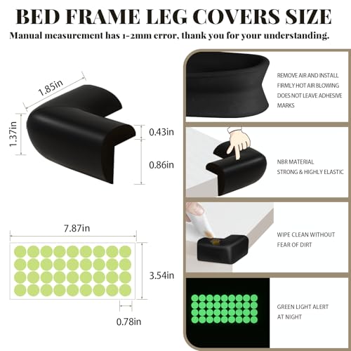 Image of BADAO 4pcs Bed Frame Feet Protectors,4pcs No Sticker Models Bumper Corners, Suitable for Home Seat Belts DIY Self-Adhesive Glow-in-The-Dark Stickers