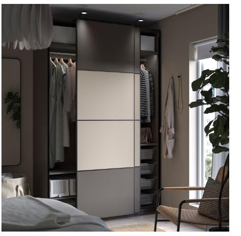 METOD Pax/Mehamn Wardrobe with one sliding door open, showing clothes and accessories stored inside