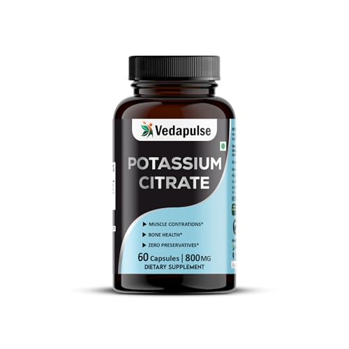 Vedapulse Potassium Citrate Capsules | Dietary Supplement | 800 mg Elemental Potassium per Serving | 60 Capsules