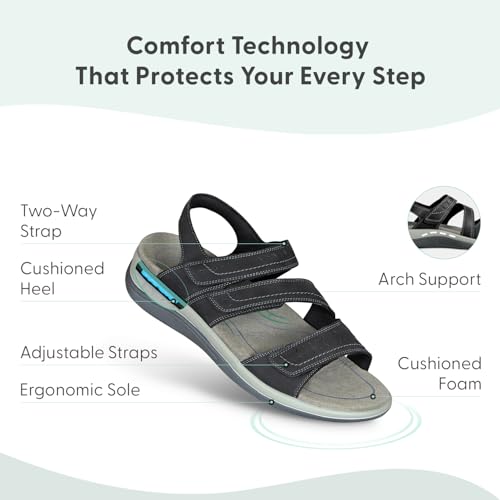 Orthofeet Women's Orthopedic Leather Adjustable Naxos Sandals3