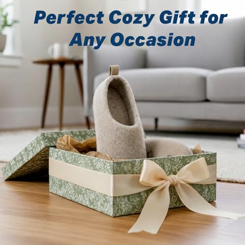 HAUSSIMPLE Wool Slippers for Women & Men – Handmade Felted Wool Indoor House Shoes with Genuine Leather Sole, Closed Back Slip-On, Warm Breathable Felt Slippers for Cold Floors (Gray, 8 Women/6 Men) by HAUSSIMPLE - Image 5