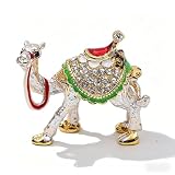 SEVENBEES Camel Trinket Box, Hand-Painted Enamel Hinged Jewelry Box with Crystals, Mini Ring Necklace Holder, Collectible Figurine Decorative Keepsake for Home