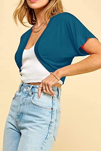 Image of Lock and Love Women's Versatile Open Front Lightweight Short Sleeve Bolero Shrug