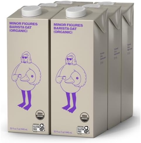 Minor Figures Barista Oat Milk Organic Plant Based Beverage • Vegan • Non-GMO • Certified Gluten Free, 32 fl oz ℮ 1 qt ℮ 946 ml, 6 Pack شخصيات صغيرة باريستا حليب الشوفان مشروب عضوي نباتي