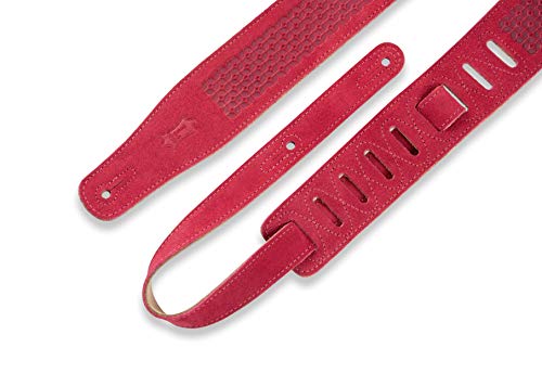 Levy’s Leathers MS26SQ-BRG Sangle de guitare en daim Motif floral Bordeaux 6,3 cm - Les Beatles, Paul McCartney, John Lennon, RIngo Starr, George Harrison Levy's Leathers MS26SQ-BRG Sangle de guitare en daim Motif floral Bordeaux 6,3 cm – Image 3