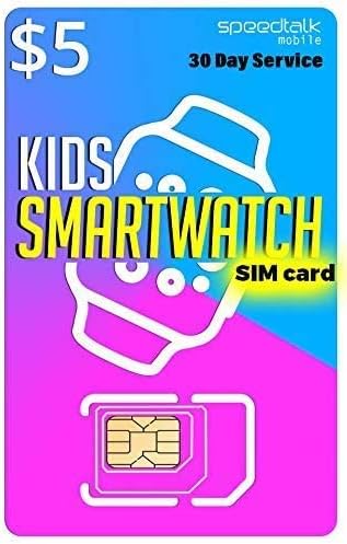 SpeedTalk Mobile $5 Preloaded SIM Card Kit for Kids Smart Watch GPS & Activity Tracking | 3 in 1 Simcard - Standard, Micro, Nano | Children GSM 5G 4G LTE Smartwatches Wearables | 30 Days Service Plan