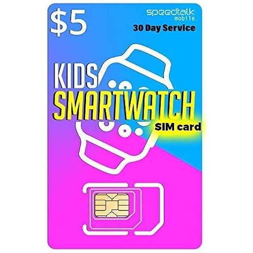 SpeedTalk Mobile $5 Preloaded SIM Card Kit for Kids Smart Watch GPS & Activity Tracking | 3 in 1 Simcard - Standard, Micro, Nano | Children GSM 5G 4G LTE Smartwatches Wearables | 30 Days Service Plan