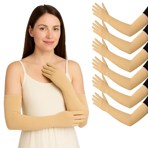 Image of Full Hand Gloves | UPF 50+ Sun Protection Arm Sleeves for Men & Women | UV Blocking Cotton Gloves for Driving, Cycling & Outdoor Sports