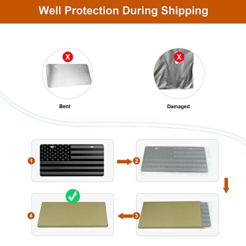 American Black Front Flag License Plate, Aluminum 3D Metal Embossed License Plate, Decorative American Flag License Plate For Men/Women/Boy/Girls Car, Black #TOP3