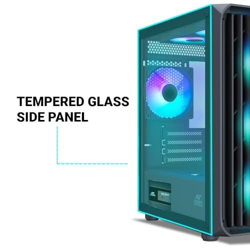 Image of Ant Esports 205 Mini 6F Mini-Tower Computer Case /Gaming Cabinet - Black | Support Micro-ATX, Mini-ITX | Pre-Installed 6 ARGB Fans