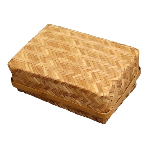 すす竹アジロ編み弁当箱(中) 竹編み 弁当箱