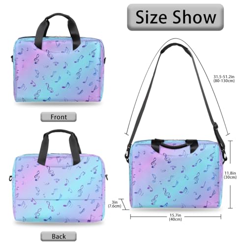 Maletín para laptop 15.6-16 pulgadas con notas musicales azul púrpura miniatura 6