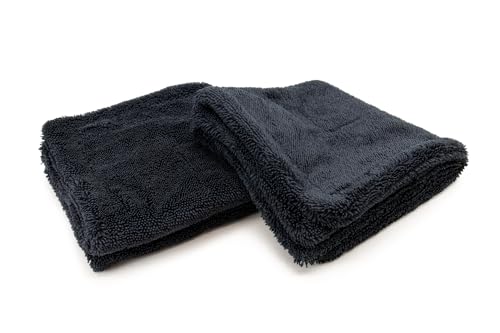 Autofiber [Dreadnought Max] Triple Layer Microfiber Car Drying Towel | Twist Pile | 1400GSM (Black, 16