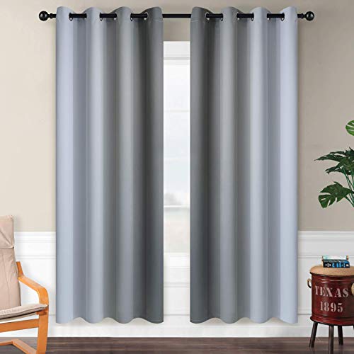 Image of SimpleHome Ombre Grey to Grey White Curtains for Living Room 52Wx72L | Room Darkening Curtains for Bedroom,Gradient Light Blocking Curtain,Thermal Insulated Grommet Window Drapes,2 Panels,72 Inch