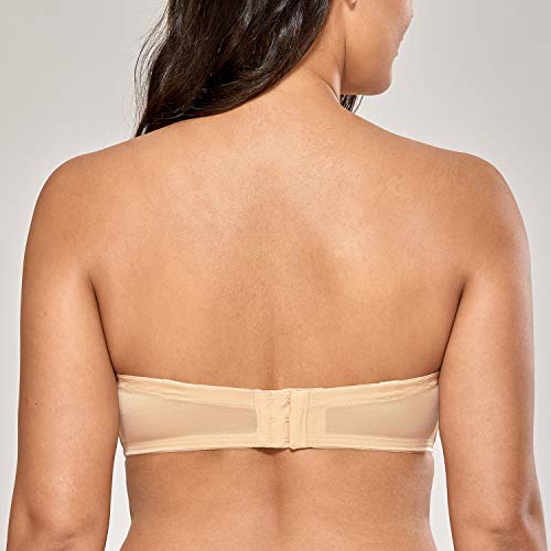 Delimira Women's Strapless Bra Plus Size Underwire Convertible Non Padded Beige 44F #TOP1