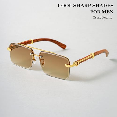 Gleyemor Mens Sunglasses Fashion Rimless Rectangle Sunglasses Square Frameless Sunglasses for Men - Image 4