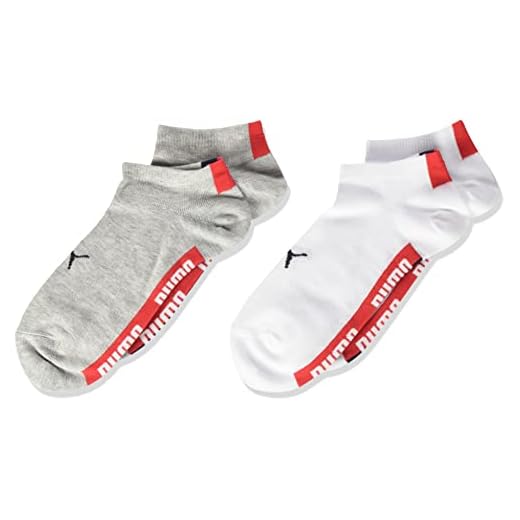 PUMA Unisex Kinder Puma Kids' Seasonal Sneaker - Trainer (2 Pack) Socks, White Grey White, 31-34 EU 8 PUMA Unisex Kinder Puma Kids' Seasonal Sneaker - Trainer (2 Pack) Socks, White Grey White, 31-34 EU