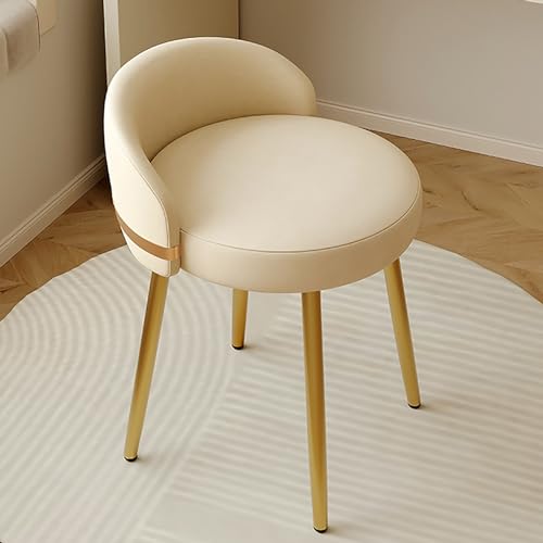Silla Taburete Giratorio Moderno con Respaldo bajo Silla de Maquillaje de Cuero PU tapizada para la Comodidad del Dormitorio y la Sala de Estar