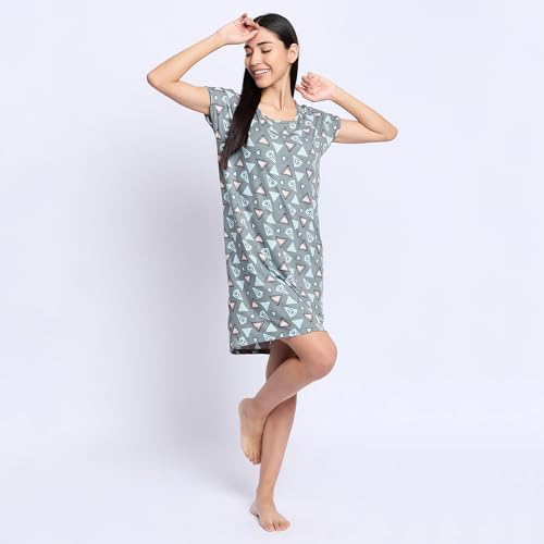 Image of CAMEY Printed Knee Length Nighty|Loungewear|Nightwear|Sleepwear|Home Wear Short Nighty for Women
