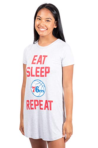 Ultra Game NBA Philadelphia 76ers Womens Super Soft Sleepwear Pajama Loungewear Tee Shirt Nightgown, Heather Gray, Medium