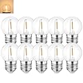 MZyoyo Night Light Bulbs,E27 LED 1W Light Bulb,Low Watt LED Light Bulbs,Warm White 2700K,E27 LED Bulb Decorative for String Lights Christmas Wedding Party Decor,Clear,Plastic,AC 120V,10 Pack