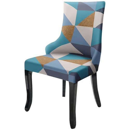 Image of House of Quirk Polyester Wingback American Side Chair Slipcover-Accent Chair Cover Slipcover with Arm,Washable Dining Chair with Nailed Trim Protector for Dining Living Room (Blue Prism)