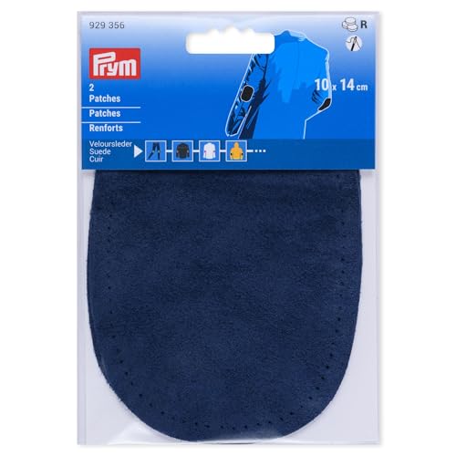 Prym 929356 Patchs en daim à coudre, 10 x 14 cm, bleu marine
