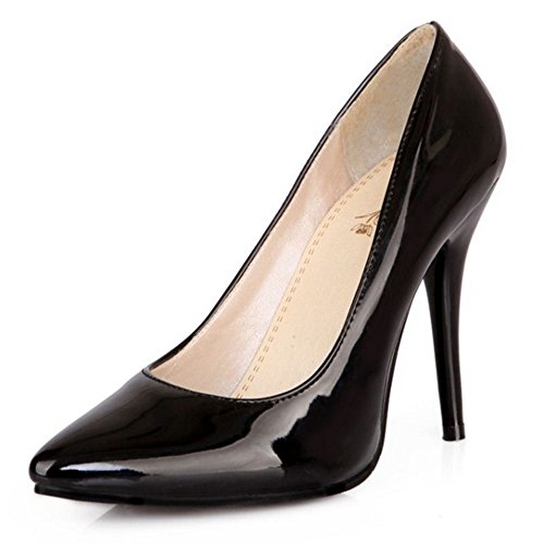 Image of Smilice Women Dressy Court Shoes 7 Colors Size 30-47 EU Slip-on Stiletto Shoes for Wedding Party Work (Black, 41 EU)
