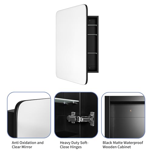 Image of AGDULL Medicine Cabinet with Frameless Mirror, Overall 17.5 inch W x 29 inch H