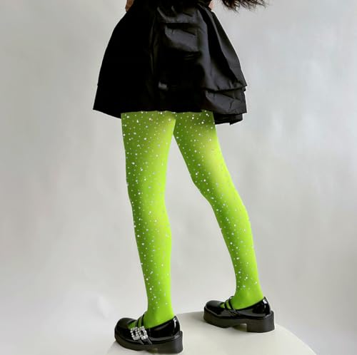 Image of LUCKELF Girls Glitter Tights, Soft Opaque Tights Sparkle Rhinestone Tights School Dress Dance Stockings